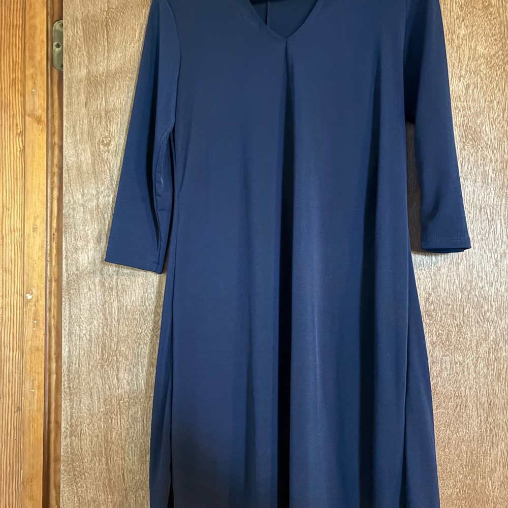 Francesca's Collections Blue A-Line V-Neck Dress
